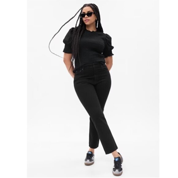 GAP 90's High Rise Cheeky Straight Black Jean Size 8 SHORT -MSRP $80 - Y2k Vibe - Picture 4 of 6